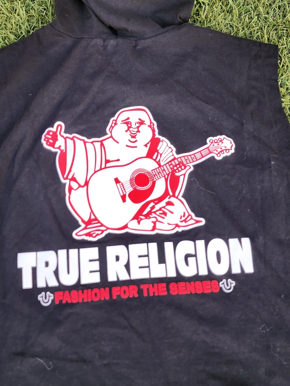 True Religion Jet Black HS Box Hooded Tank - M